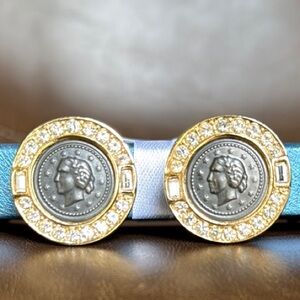 Black and Gold Coin Earring, Clip